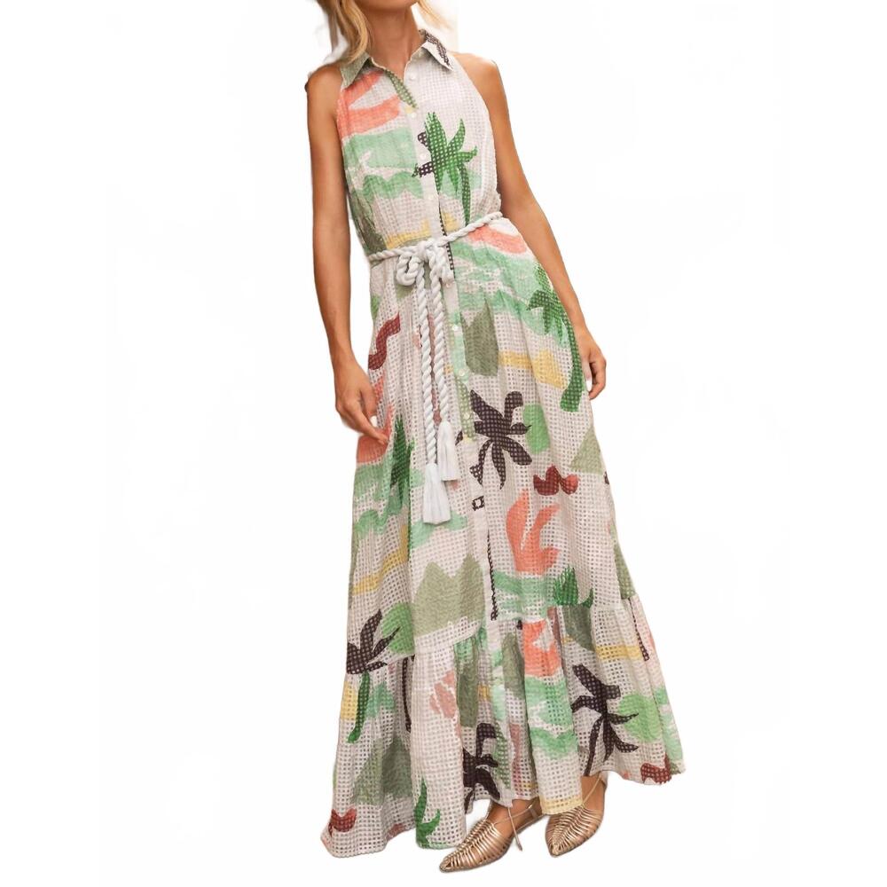 NEW OLIPHANT sleeveless maxi shirt dress in paradiso petal - Picture 6 of 7